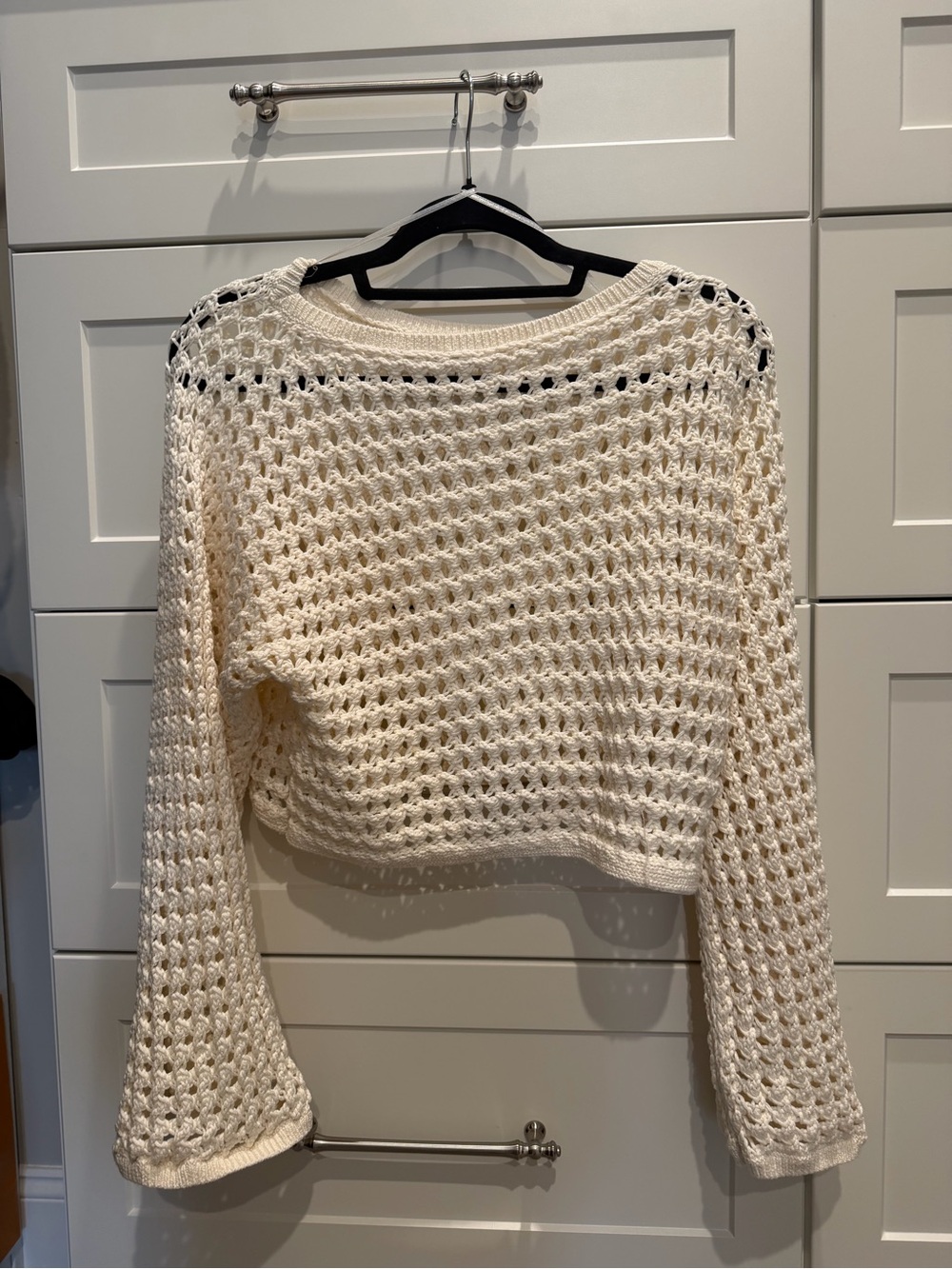 Banana Republic Cream Open-Knit Scoop-Neck Sweater